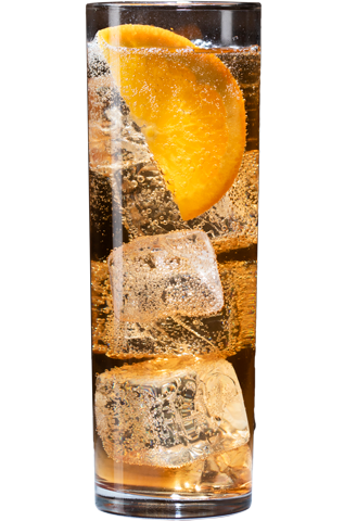 Woodford + Soda + Orange cocktail